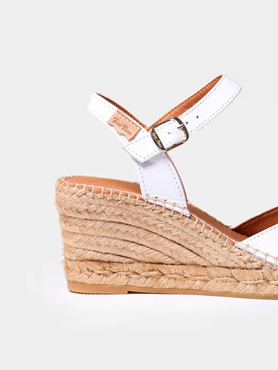 Espadrillas da donna in pelle con zeppa 