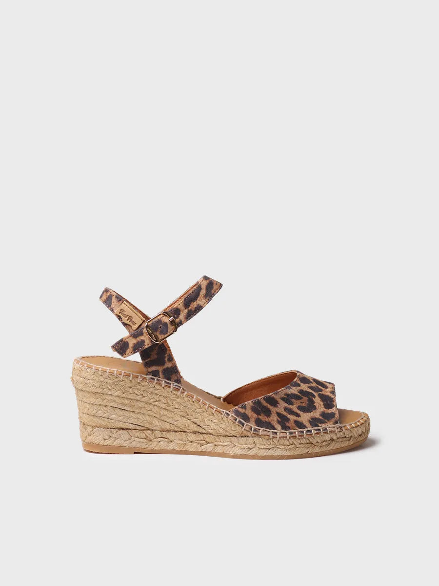 Espadrillas da donna in pelle con zeppa 