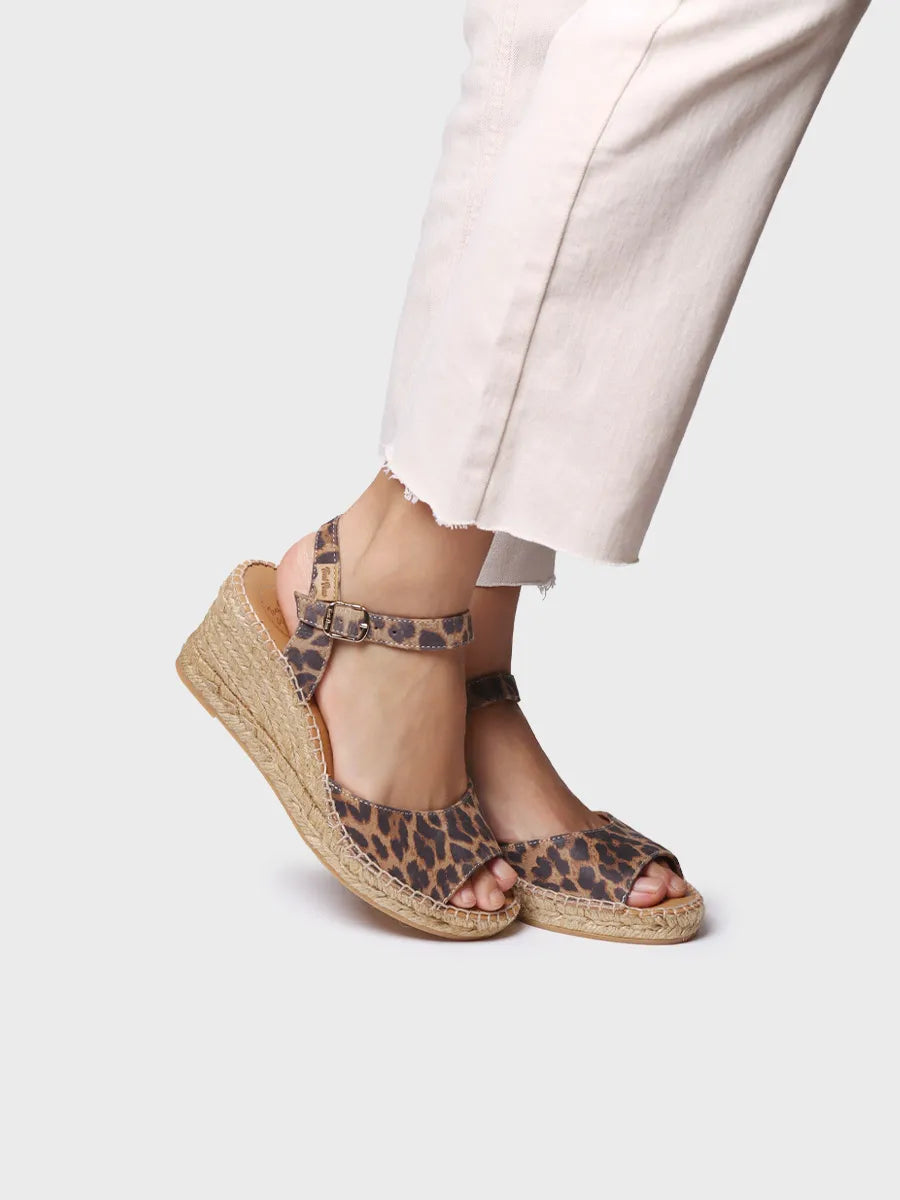 Espadrillas da donna in pelle con zeppa 