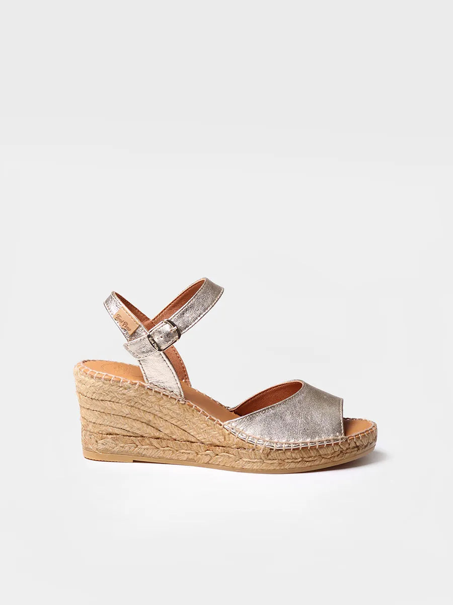 Espadrilles compensées en cuir pour femme 