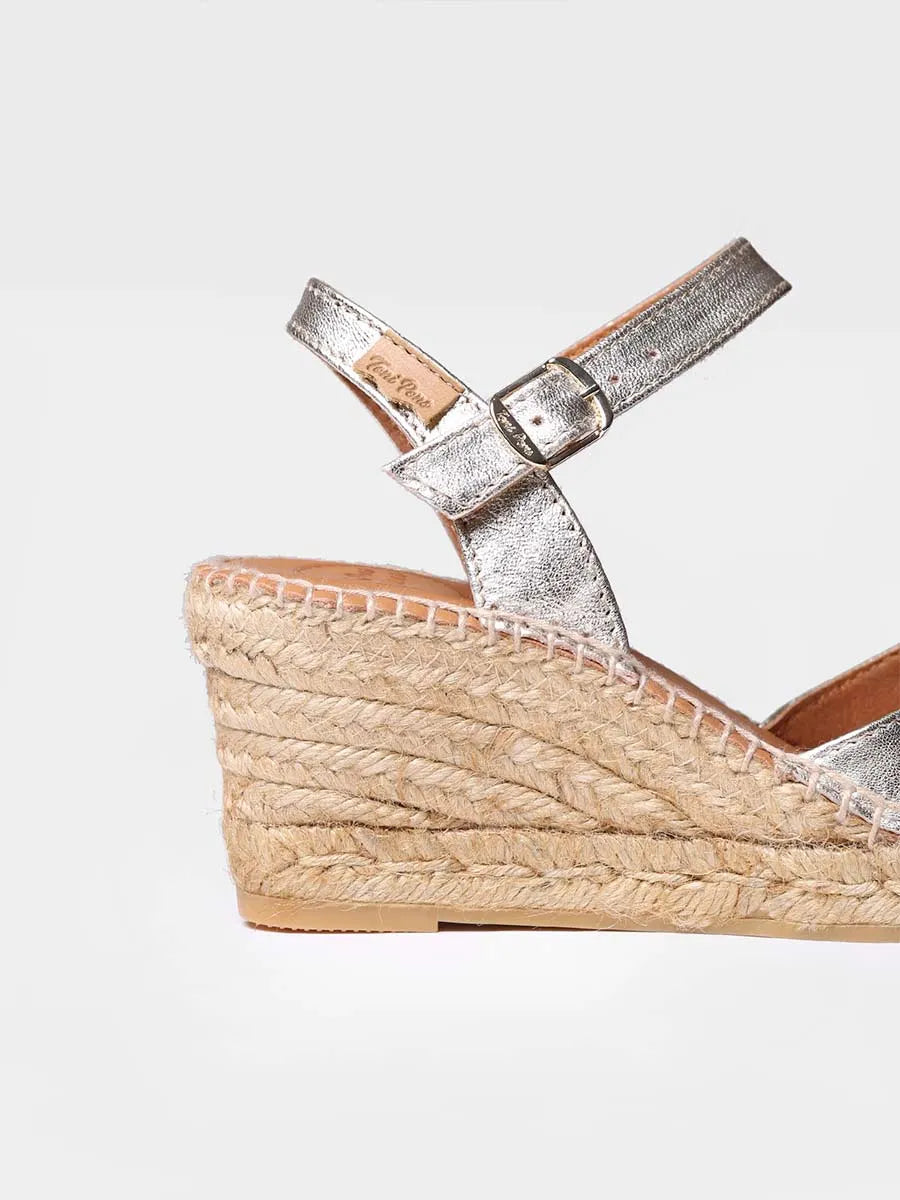 Espadrilles compensées en cuir pour femme 