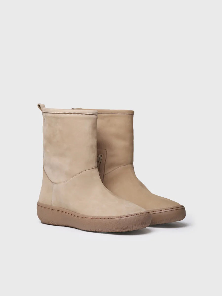 Stivaletto da donna in pelle nubuck beige 