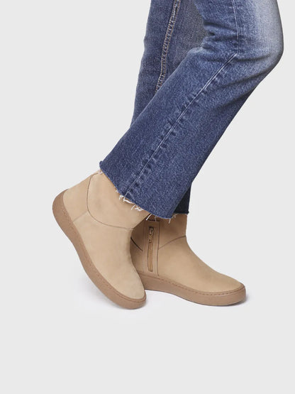 Stivaletto da donna in pelle nubuck beige 