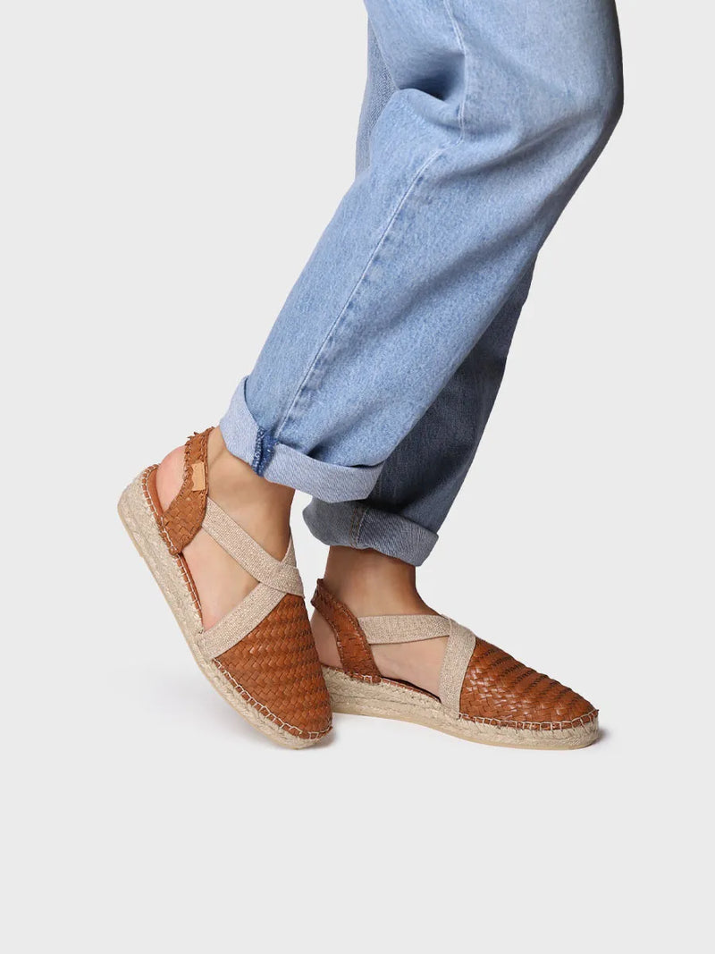 SIRACUSA - Closed espadrille for women in braided leather with SIRACUSA - Closed espadrille for women in braided leather with