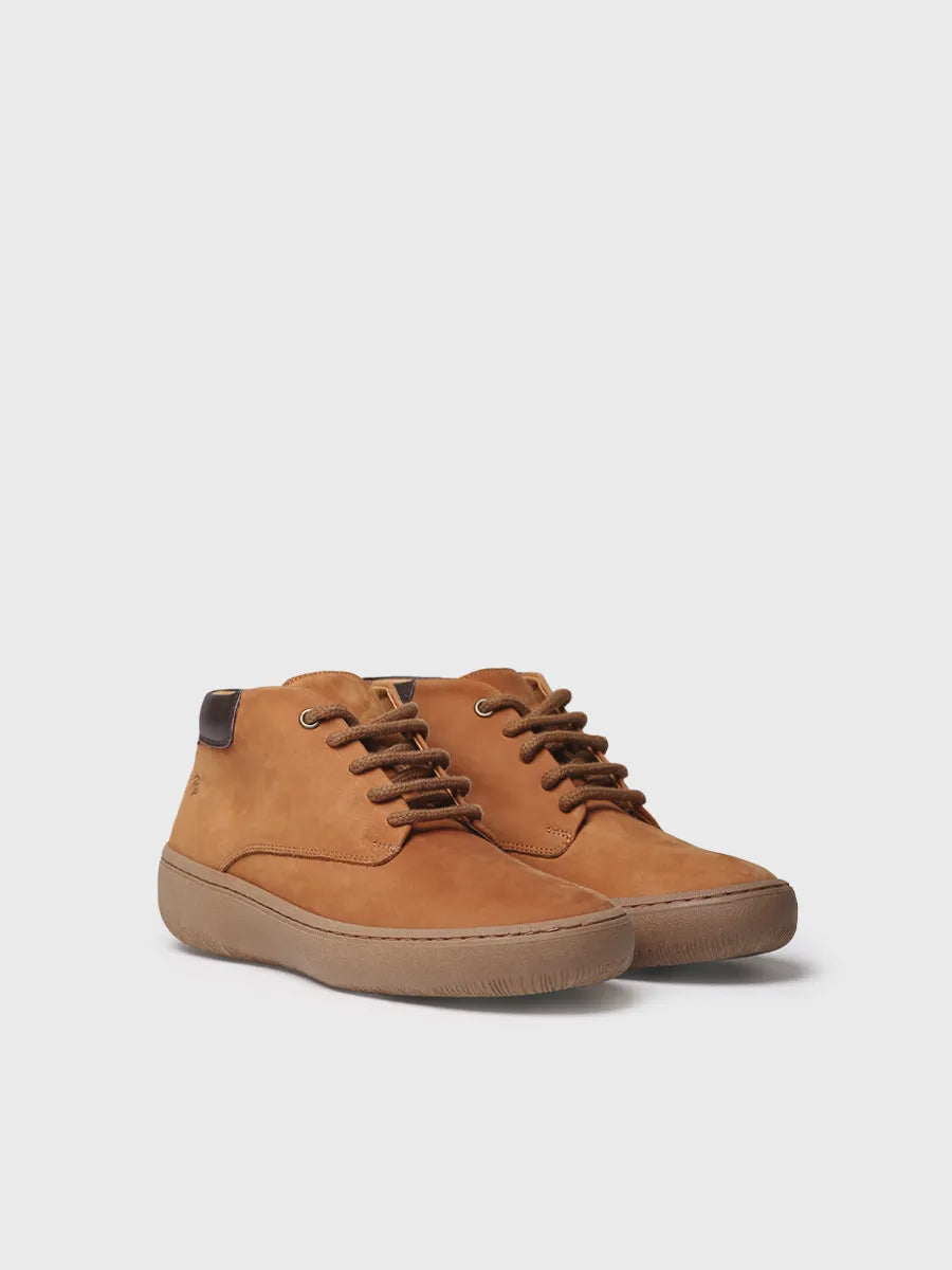 Women's lace-up boot in nubuck in leather colour 