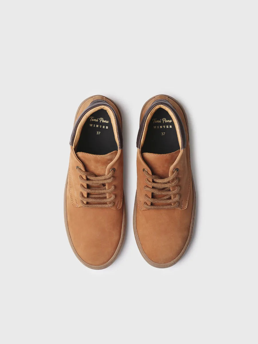 Women's lace-up boot in nubuck in leather colour 