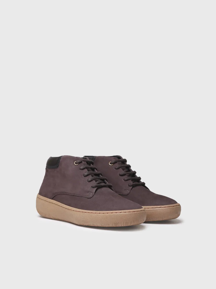 Women's lace-up boot in nubuck in leather colour 