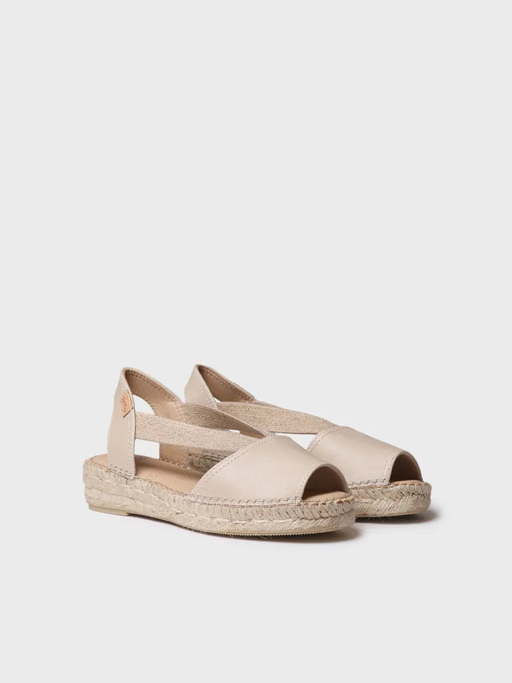 alpargatas mujer - Alpargata de mujer en piel con cuña y elásticos para un calce más ancho | TALA  - Toni Pons  