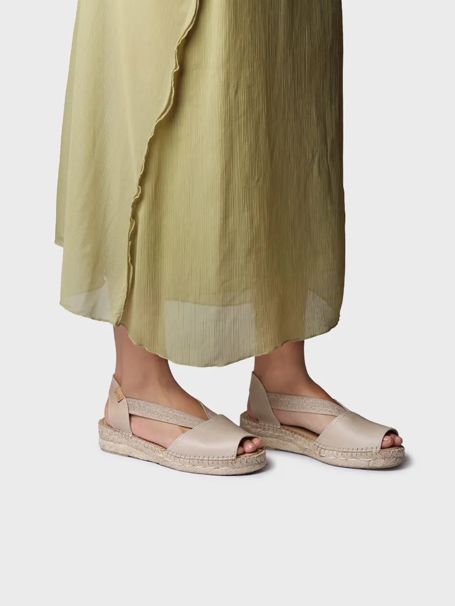 Women's espadrille in leather with wedge and elastics for wide fit - TALA