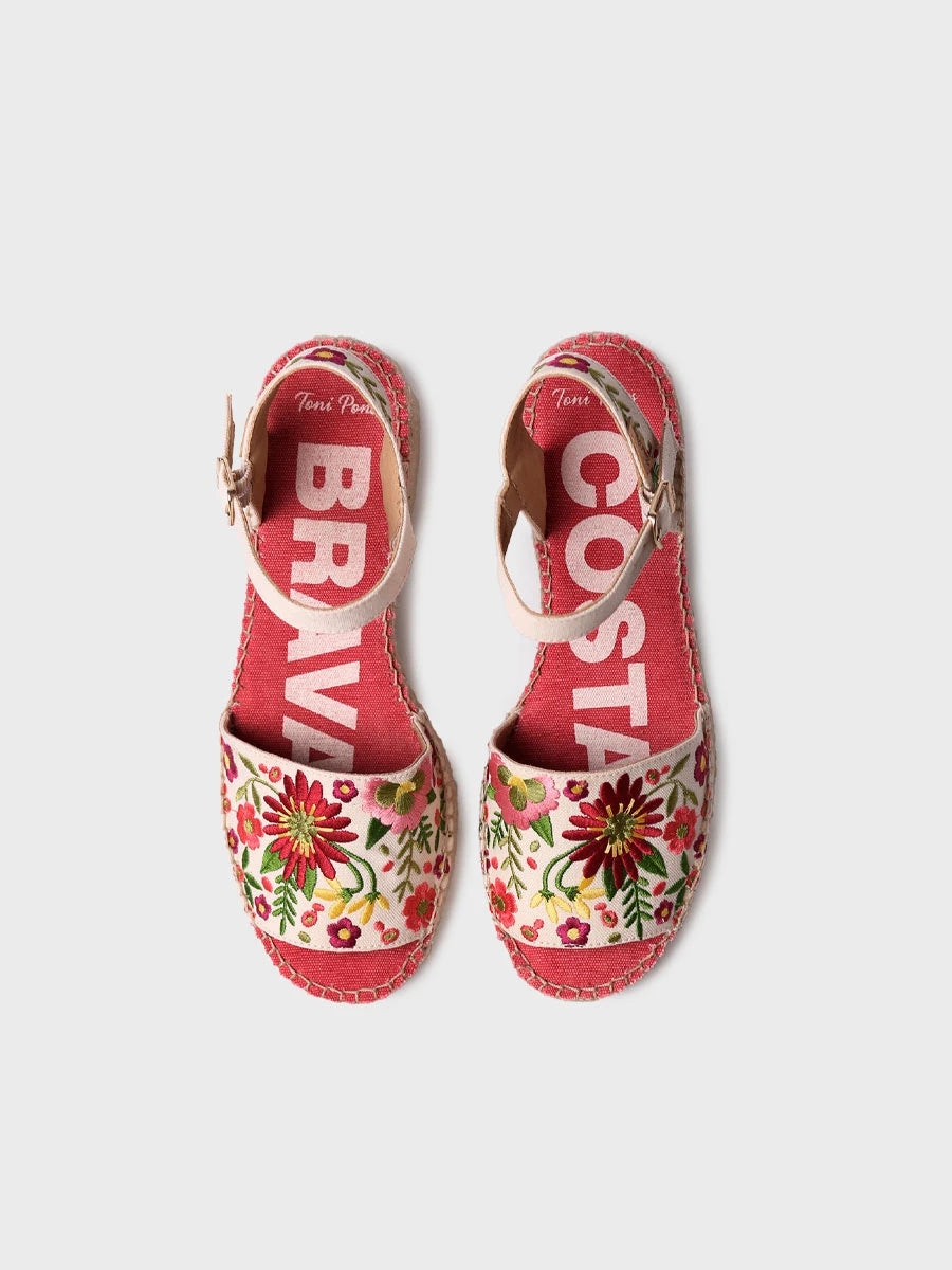  - Alpargata de mujer con tacón bajo y bordado floral | TAMARIU  - Toni Pons  