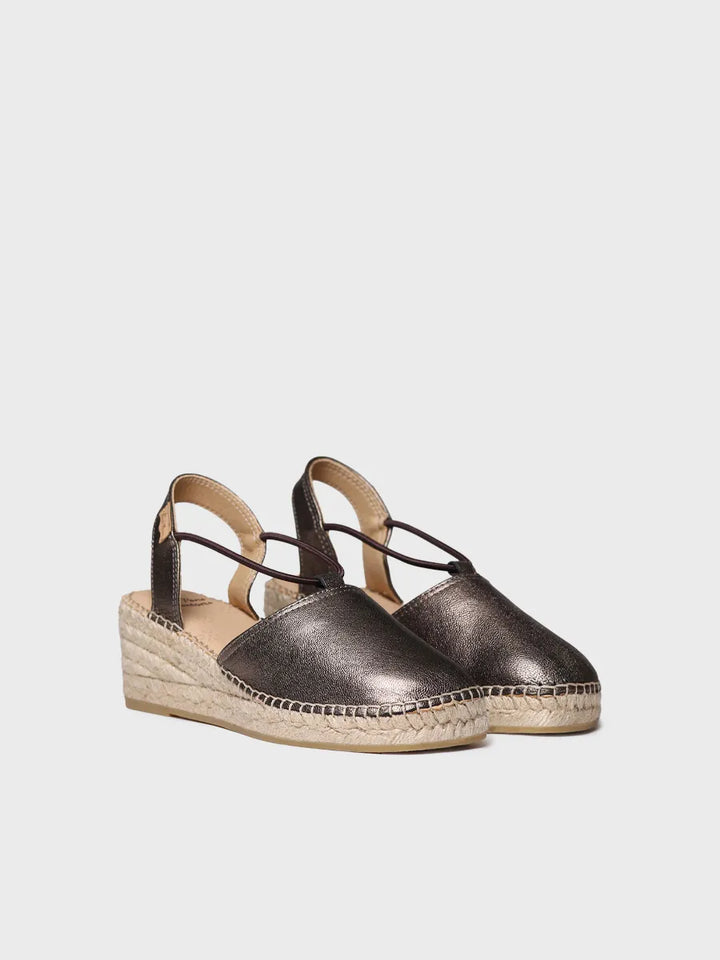  - Alpargata de mujer de cuña en piel con elásticos | TANA  - Toni Pons  