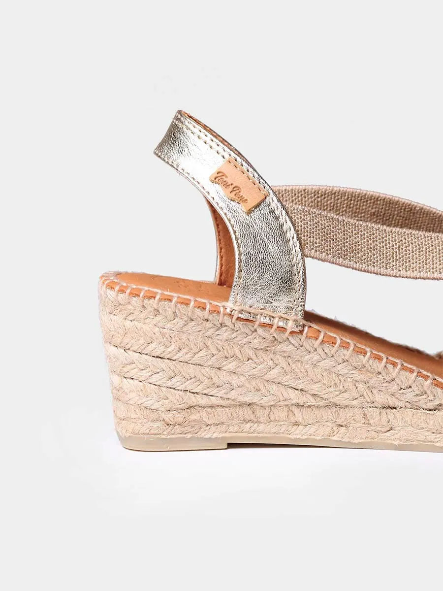 Espadrillas in pelle con zeppa media aperte dietro 