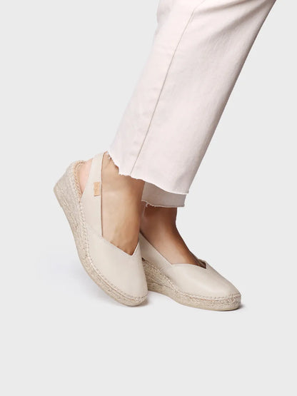 Espadrillas da donna in pelle con zeppa per una calzata più ampia 