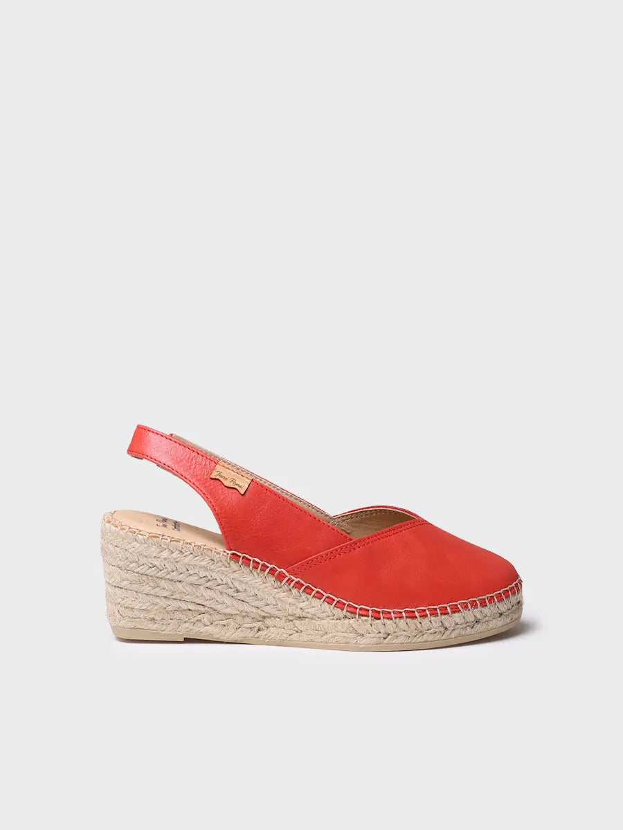 Women's leather espadrille with wedge for wide fit