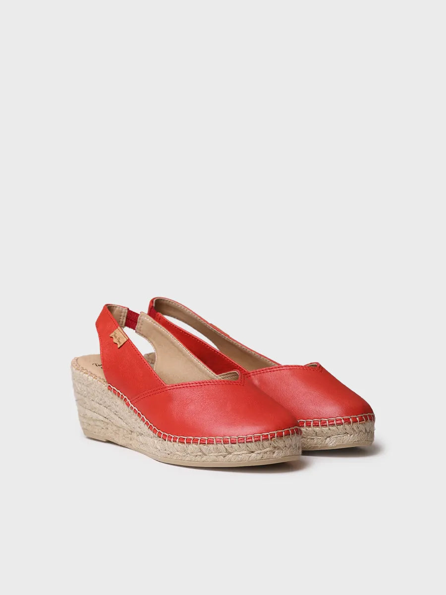 Women's leather espadrille with wedge for wide fit