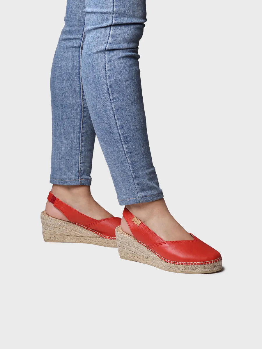 Women's leather espadrille with wedge for wide fit