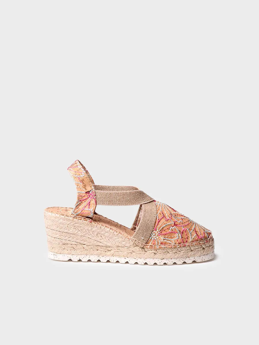 Espadrillas con zeppa media e ricamo multicolore 