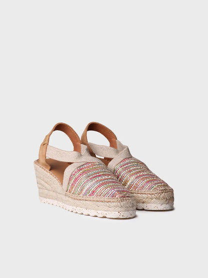 Medium wedge espadrille in multicoloured fabric