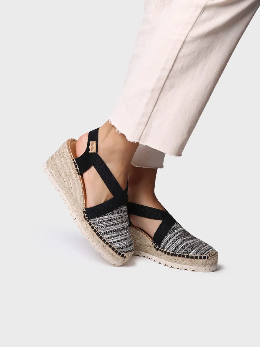 Medium wedge espadrille in multicoloured fabric