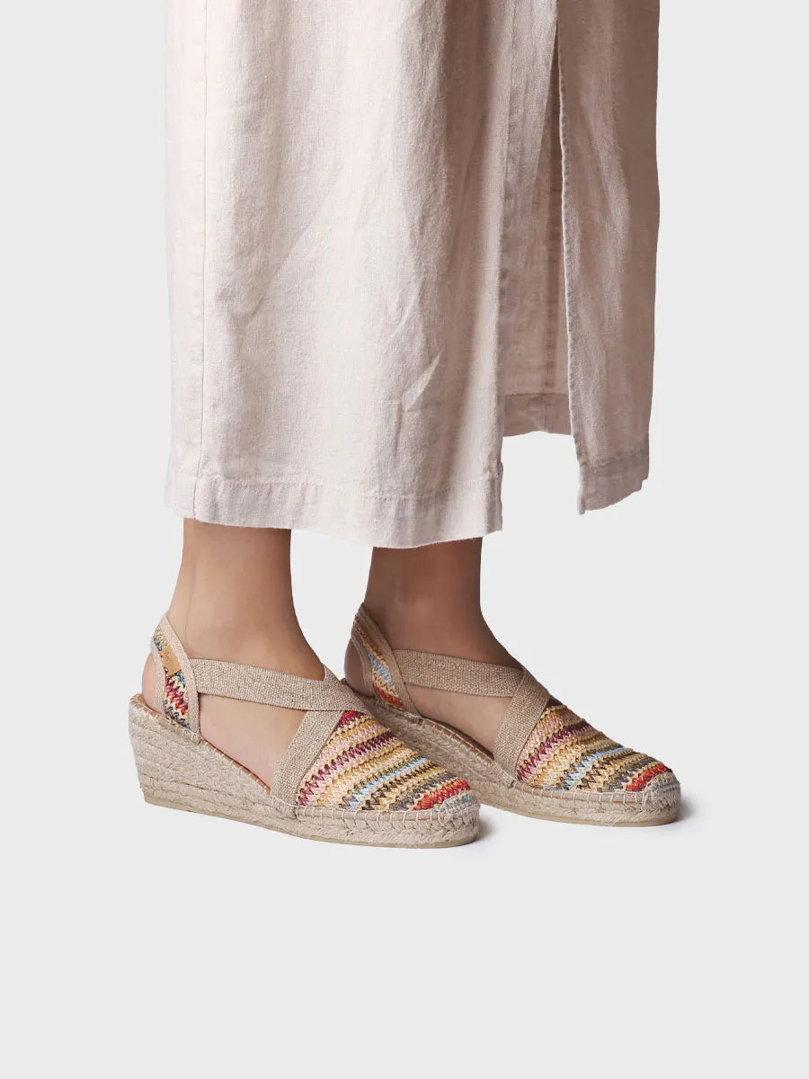  - Alpargata de cuña media en rafia multicolor | TERRA-NM  - Toni Pons  