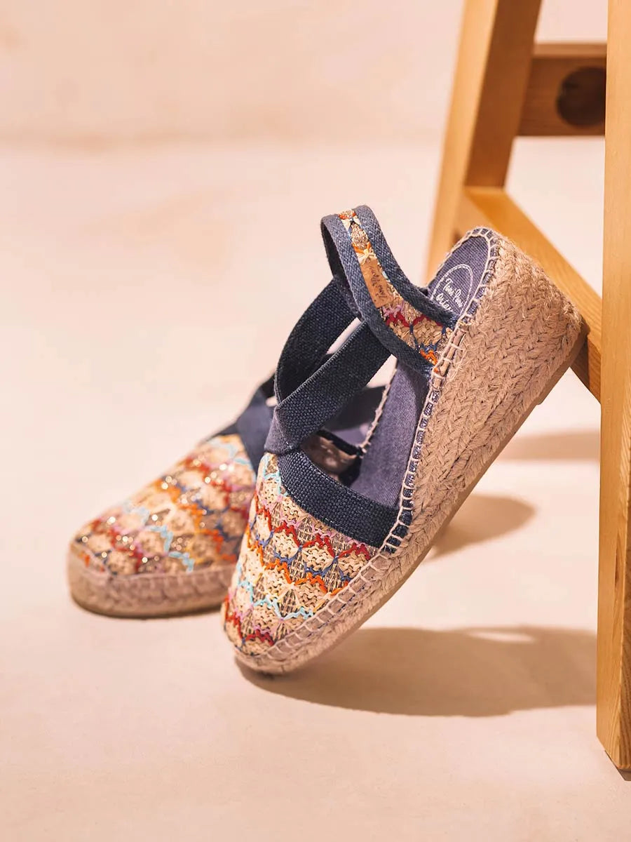 Alpargata vegana de mujer en tejido multicolor con cuña | TERRA-TT