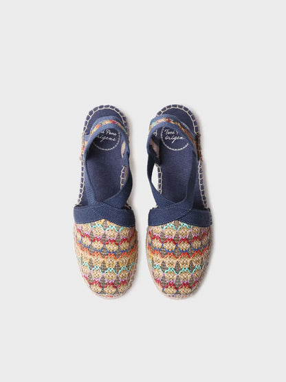 Vegan women's espadrille in multicoloured fabric with wedge