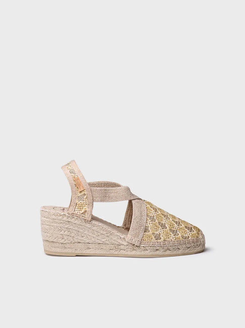 Vegan women's espadrille in multicoloured fabric with wedge