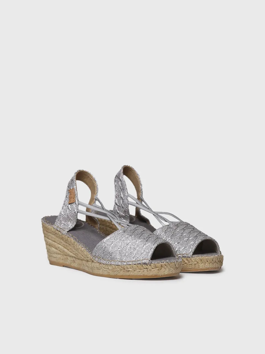  - Alpargata de mujer de cuña en tejido trenzado brillante | TESS-CG  - Toni Pons  