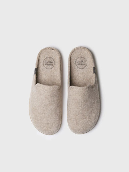 Chaussons pour hommes en laine recyclée en beige 