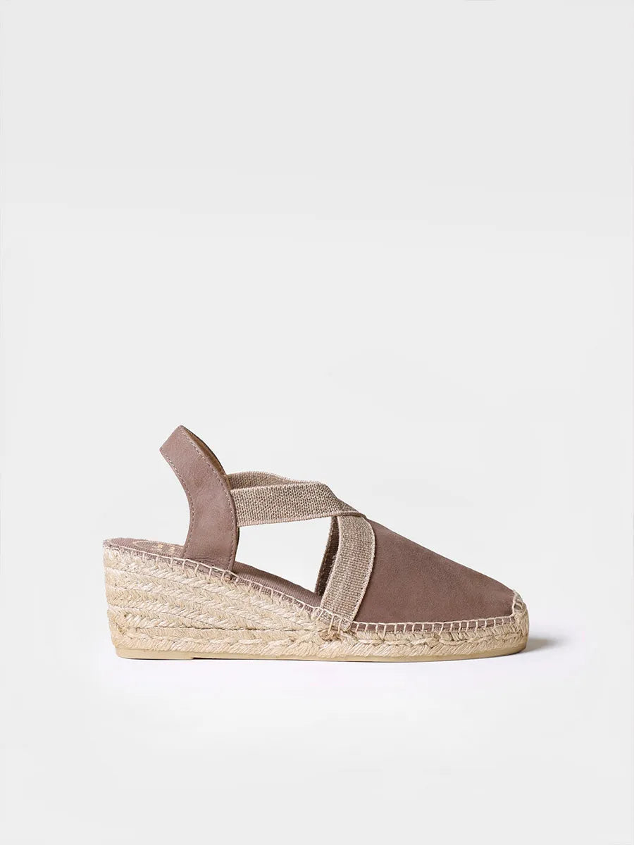 Espadrillas da donna in pelle scamosciata con elastici 