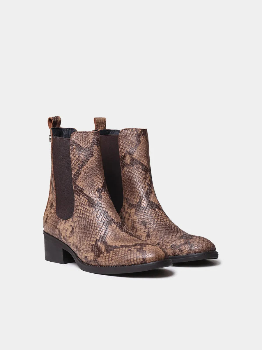Botines mujer - Botines de mujer en piel efecto serpiente con elásticos | TORTOSA-PI  - Toni Pons  