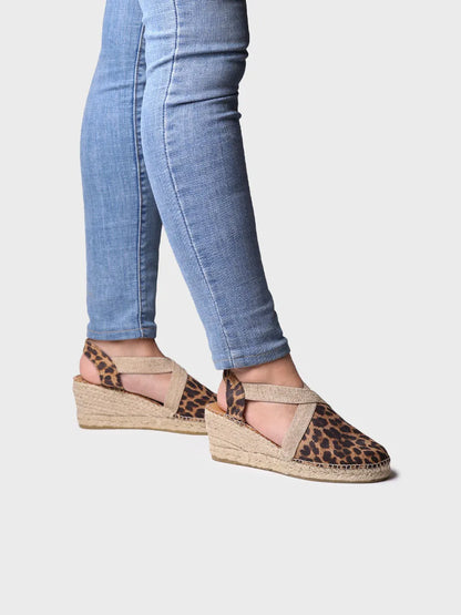 Espadrillas da donna in pelle con zeppa media 