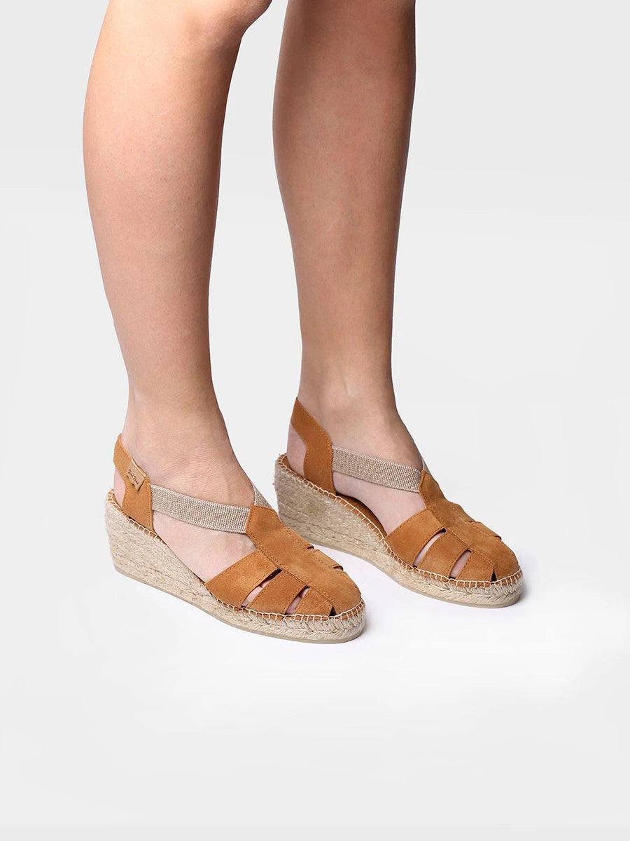  - Alpargata de mujer estilo cangrejera en serraje con cuña | TRAPA  - Toni Pons  