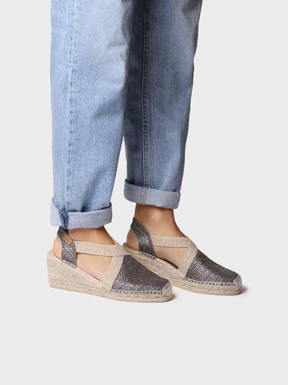 Women's shiny vegan espadrilles