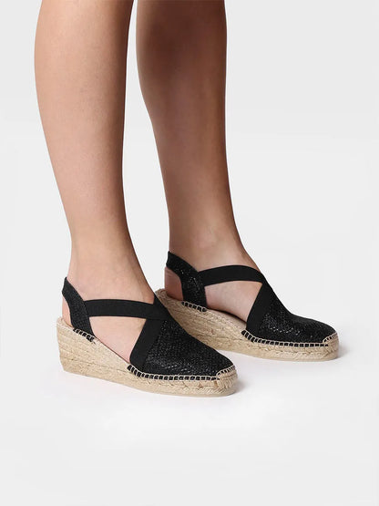 Women's shiny vegan espadrilles