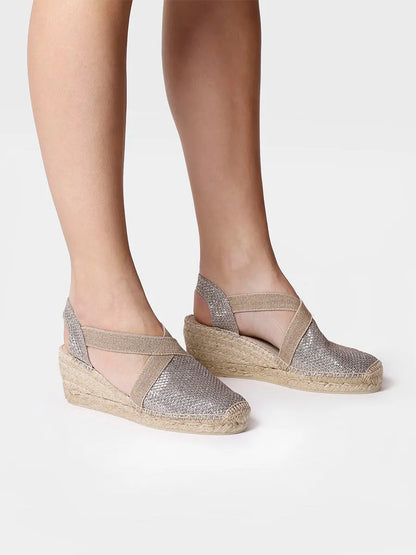 Women's shiny vegan espadrilles