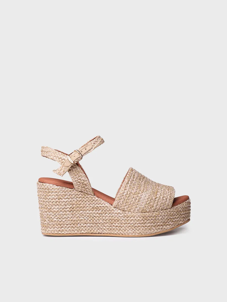 Women's high espadrilles in raffia