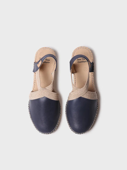 Women's leather espadrille with wedge and elastics designed for wide fit