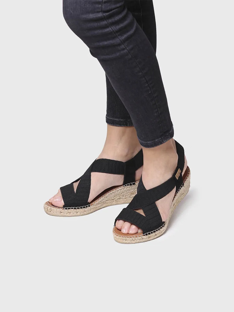 alpargatas mujer - Sandalia de cuña con tiras elásticas en color Crudo | TURA-TR  - Toni Pons  