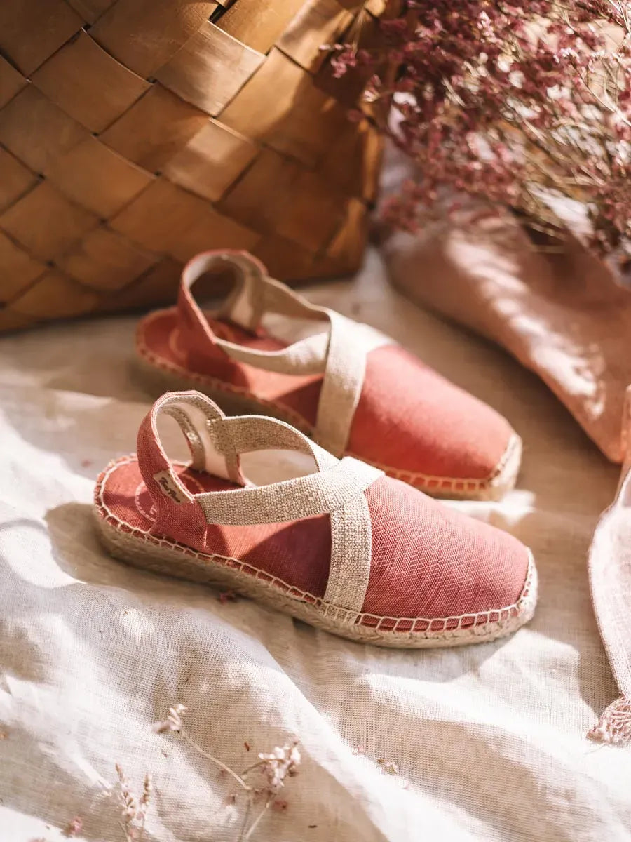 Espadrille vegan plate pour femme et tissu de coton 