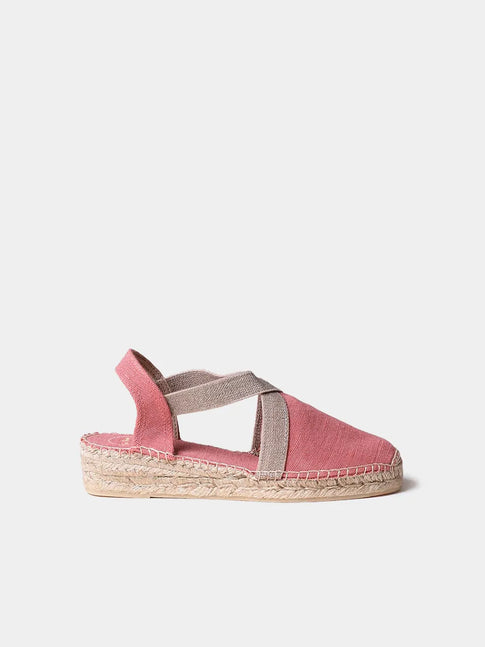 Women's flat vegan espadrilles in cotton fabric