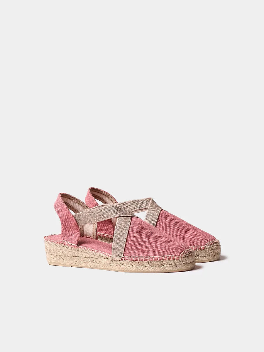 Women's flat vegan espadrilles in cotton fabric