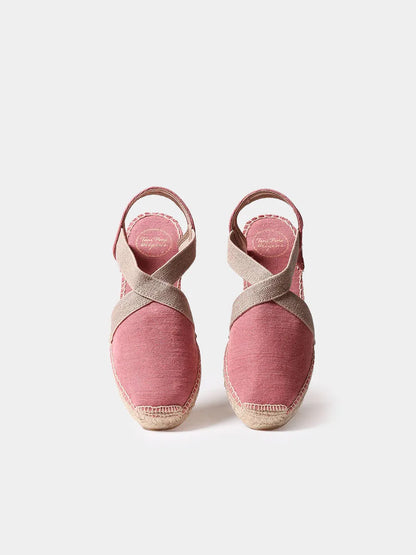 Women's flat vegan espadrilles in cotton fabric