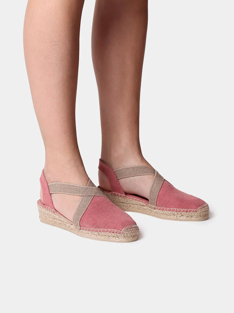 Women's flat vegan espadrilles in cotton fabric