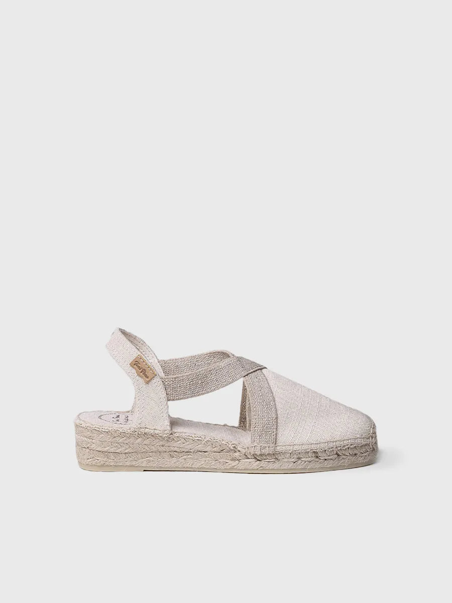 Women's flat vegan espadrilles in cotton fabric