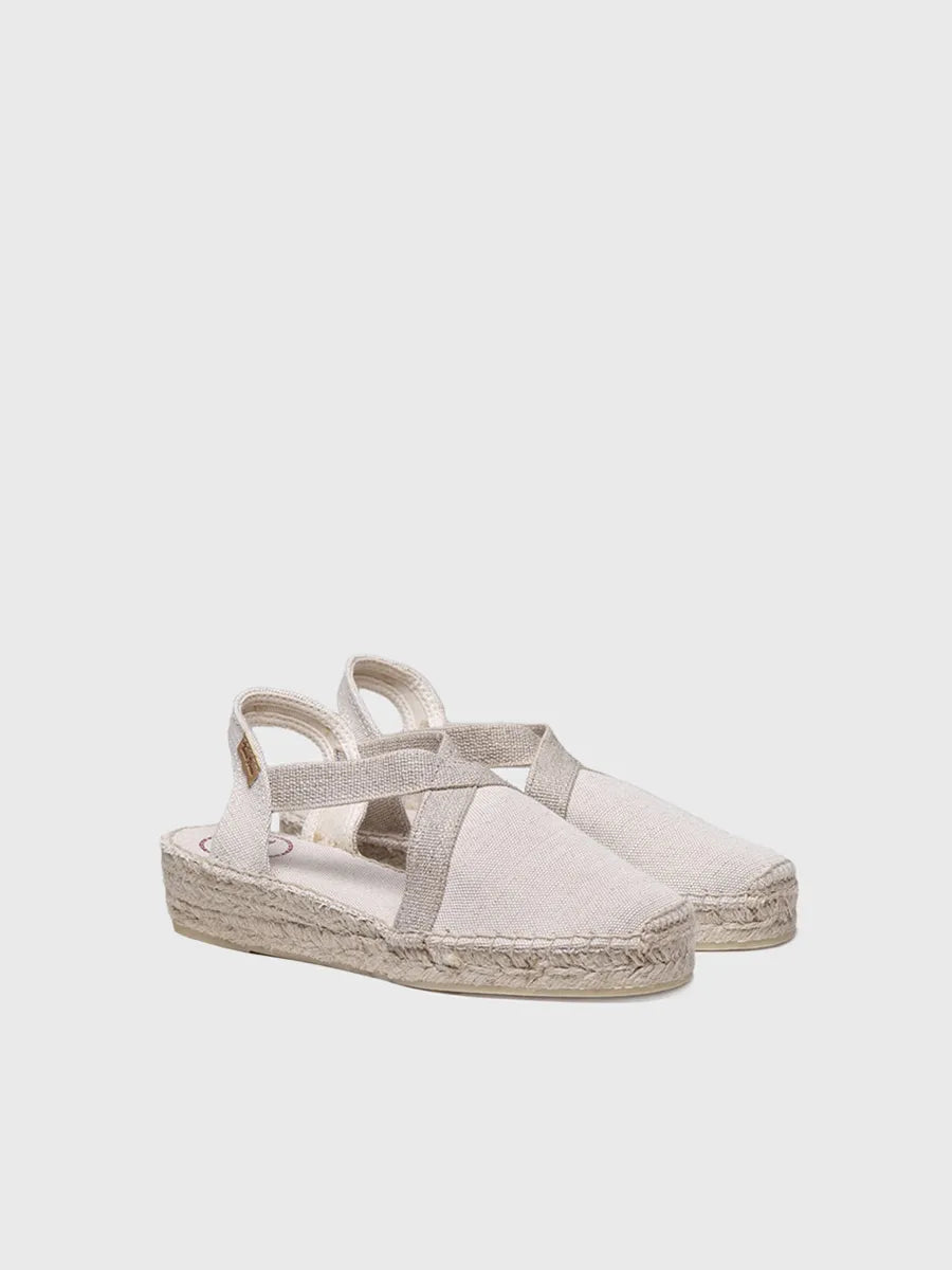 Women's flat vegan espadrilles in cotton fabric