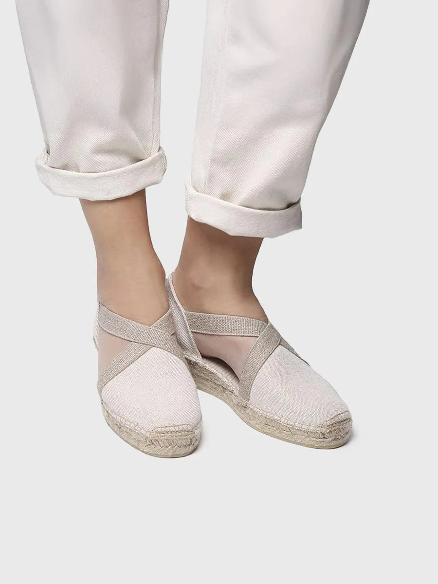 Women's flat vegan espadrilles in cotton fabric