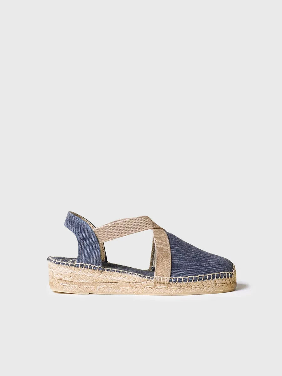 Women's flat vegan espadrilles in cotton fabric