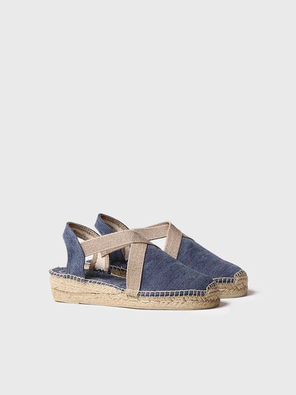 Women's flat vegan espadrilles in cotton fabric