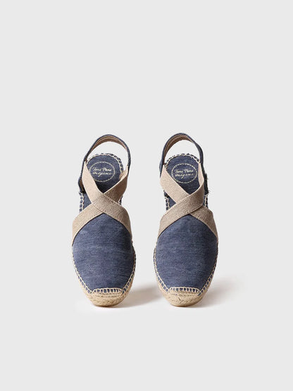 Women's flat vegan espadrilles in cotton fabric